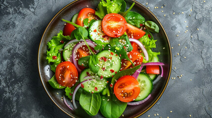 A Healthy Vegetable Salad Featuring Fresh Tomatoes