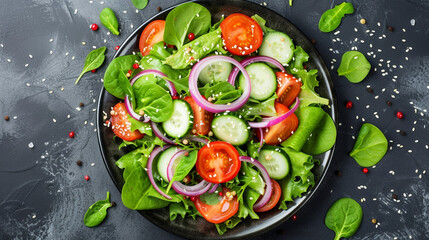 Fresh Vegetables Salad on a Plate - A Healthy Meal for a Diet Menu
