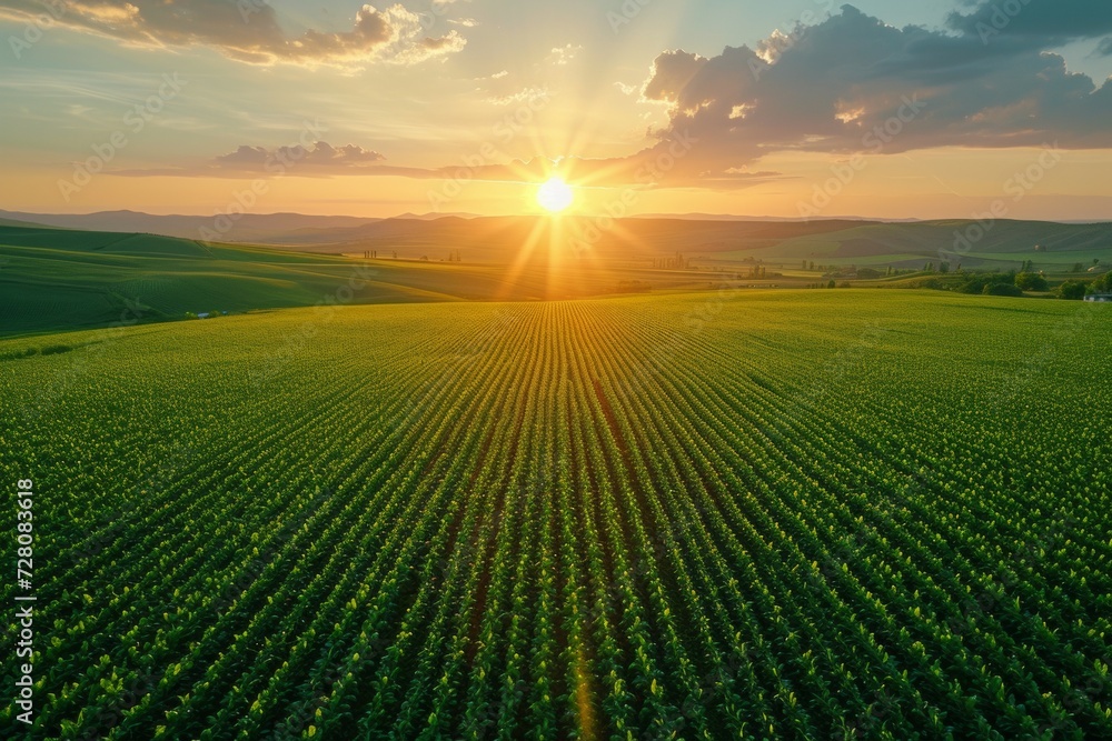 Aufkleber drone view of a farmer's field. background with selective focus and copy space