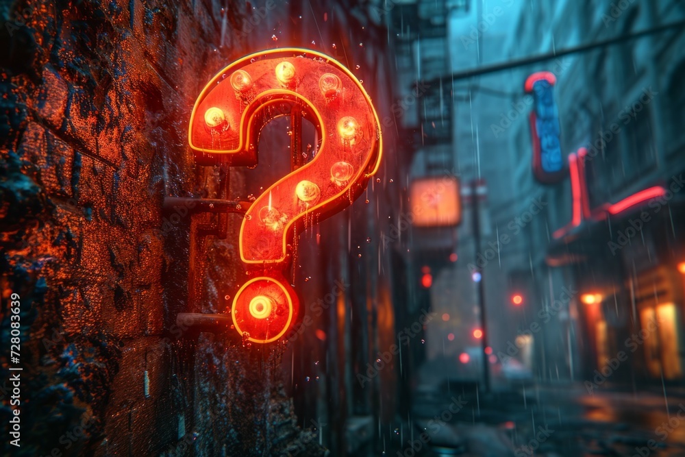 Poster abstract question mark, conceptual symbol. background with selective focus and copy space