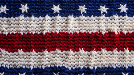 Close-Up View of the Stitched Stars and Stripes on an American Flag Created With Generative AI Technology 