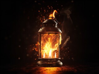 Lantern Glowing in Darkness Hope and Guidance Isolated on White Background AI Generated