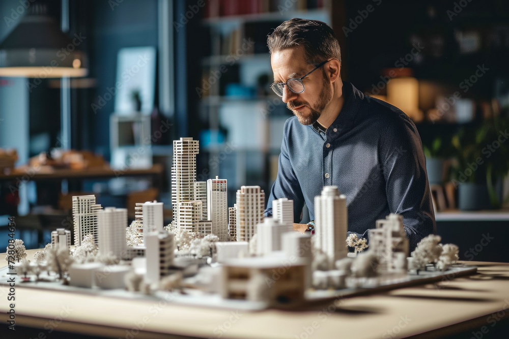 Poster architect's work concept. background with selective focus and copy space