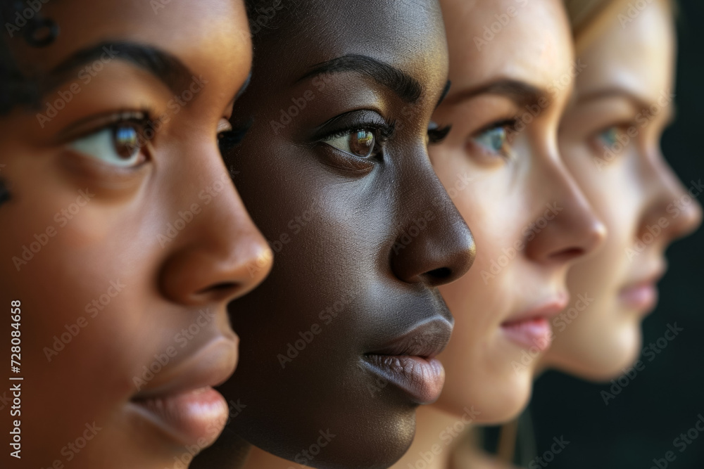 Poster portrait of different people. background with selective focus and copy space