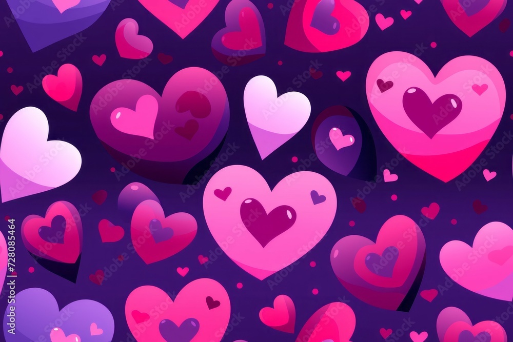 Poster flat pattern of hearts, background. valentine's day concept. backdrop with copy space for an inscrip