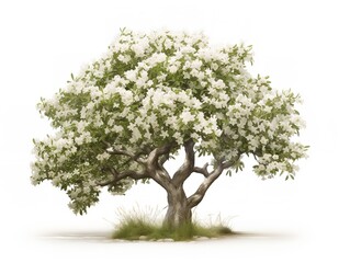 Obraz premium Olive Tree Full Bloom Peace and Prosperity Isolated on White Background AI Generated