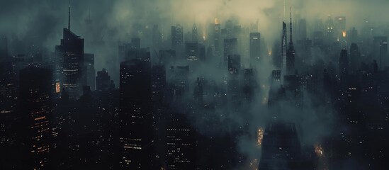 Mesmerizing Dark City Silhouettes Against Majestic Skyscrapers: A Blend of Dark, City, and Silhouettes