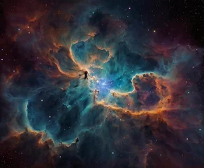 Photo sur Plexiglas Nasa Mesmerizing space nebula filled with vibrant colors, intricate patterns, and cosmic energy.Nebula night starry sky in rainbow colors. Multicolor outer space. Elements of this image furnished by NASA. 
