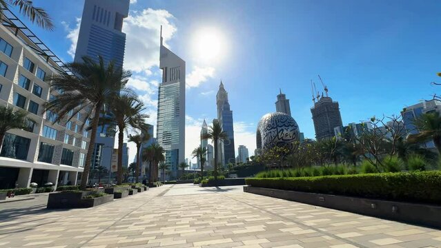 view of the city, future museum of the dubai city, panoramic view of the modern city, financial city, city skyline with skyscrapers
