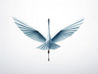 Origami Crane Taking Flight Hope and Elegance Isolated on White Background AI Generated
