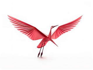 Obraz premium Origami Crane Taking Flight Hope and Elegance Isolated on White Background AI Generated