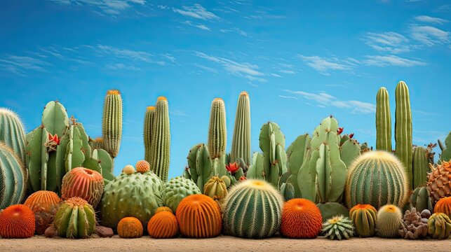 cactuses and sky. Generative AI