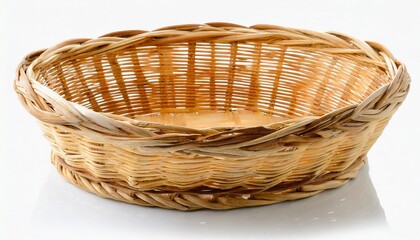 empty wooden fruit or bread basket on white background