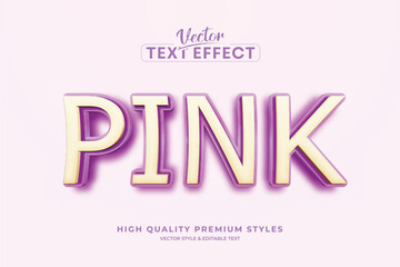 Pink editable text effect with modern 3d style Design