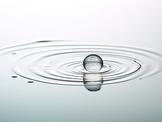 Water Droplet Creating Ripples Impact and Influence Isolated on White Background AI Generated