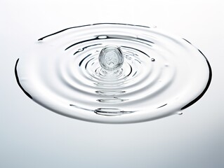 Fototapeta na wymiar Water Droplet Creating Ripples Impact and Influence Isolated on White Background AI Generated