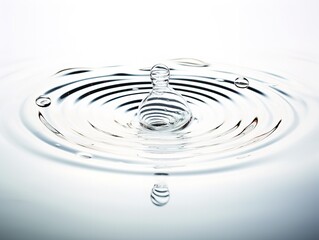 Fototapeta na wymiar Water Droplet Creating Ripples Impact and Influence Isolated on White Background AI Generated
