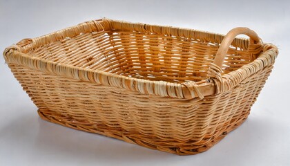 empty wooden fruit or bread basket on white background