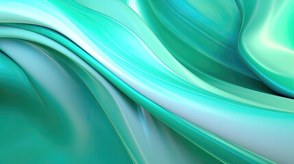 abstract background with smooth waves in green and cyan colors