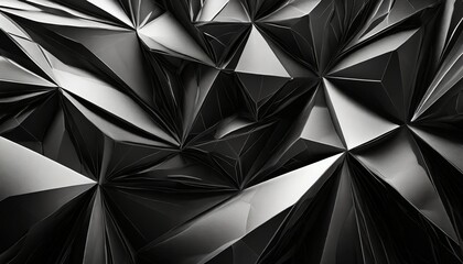 3d render abstract black crystal background faceted texture macro panorama wide panoramic polygonal wallpaper