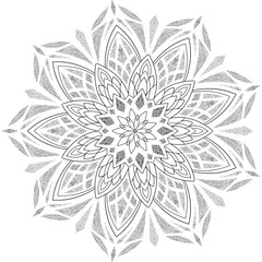 Floral Mandala design in black color. Dot work and line work. Tattoo design