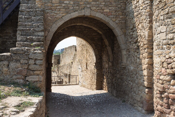 Naklejka premium Entrance stone arched gate on Bilhorod-Dnistrovskyi fortress or Akkerman fortress (also known as Kokot). Bilhorod-Dnistrovskyi. Ukraine