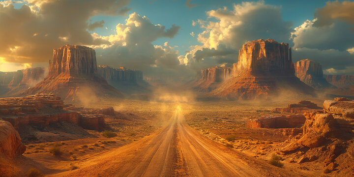 Grand-Canyon Landschaft mit Himmel und Wolken im schönen Sonnenlicht, ai generativ