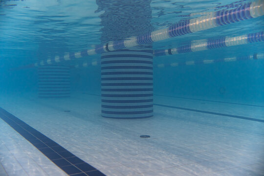 Underwater photo in a sports pool.