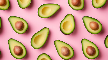 Pop Art Avocado Summer: A Pink Background Banner with Minimal Flat Lay Style and a Creative Concept for Healthy Food Enthusiasts