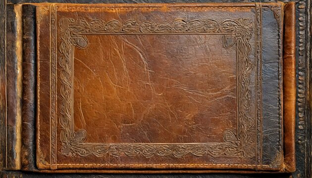 antique leather book cover texture background displaying the rich weathered patina of aged leather with embossed details perfect for vintage and literature themed designs