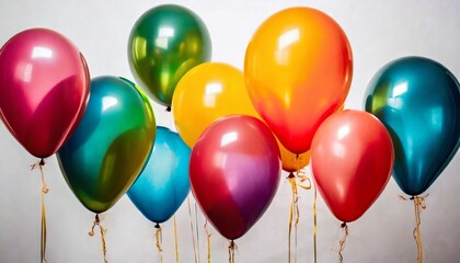 six multicolored balloons on an white background