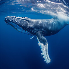 Majestic Humpback Whale Gliding through the Ocean Depths