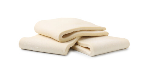 Raw puff pastry dough isolated on white