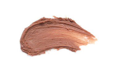 Smear of tasty nut butter isolated on white, top view