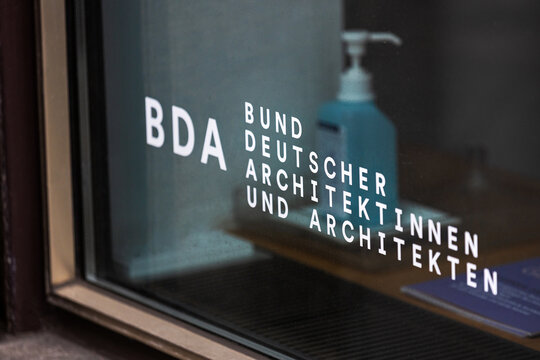 frankfurt, hesse, germany - 30 01 2024: a bda sign on a window