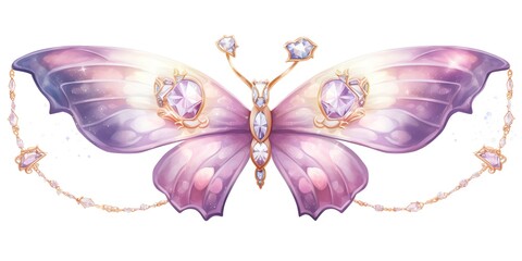 Fototapeta premium Moth butterly insect drawing painting sketch graphic art elegant watercolor decorative design with jewerly