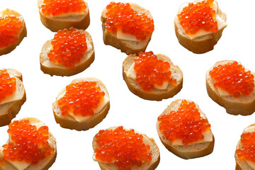 sandwiches with caviar  isolated on a white background