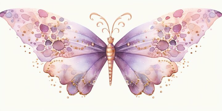 Moth butterly insect drawing painting sketch graphic art elegant watercolor decorative design with jewerly