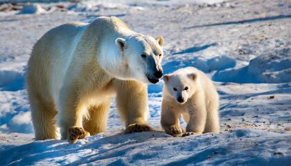 polar bear with cub