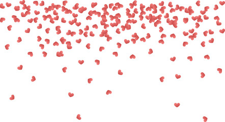 Red heart confetti background for Valentine's Day isolated on white background
