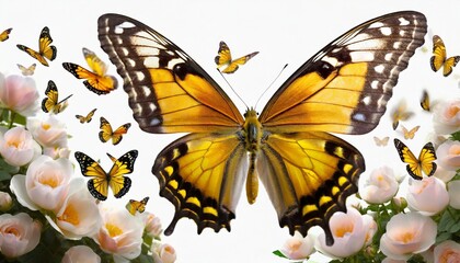 flying butterfly on white background