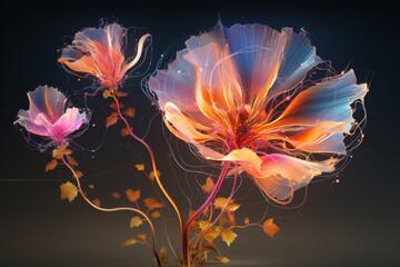 elegant and bright floral design on a dark background