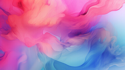 Vivid abstract image of flowing smoke in blue and pink