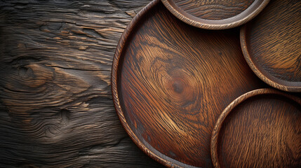 Fototapeta na wymiar wooden plates on wooden table