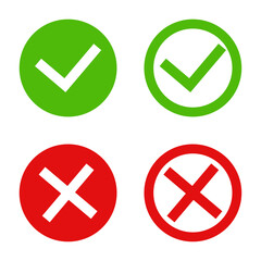 Cross and check mark symbol set