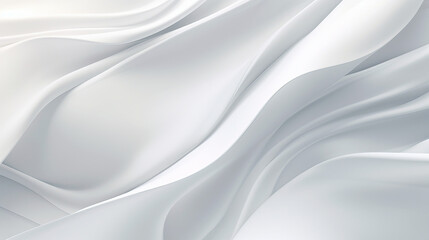 White silk fabric with a smooth, flowing abstract design