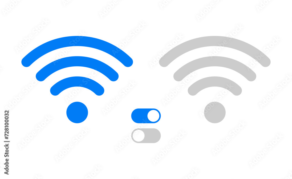 Aufkleber Wireless and wifi icon. Wi-fi internet signal symbol. On off toggle switch buttons vector set
