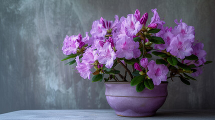 Fototapeta na wymiar Beautiful purple Japanese azalea in the pot
