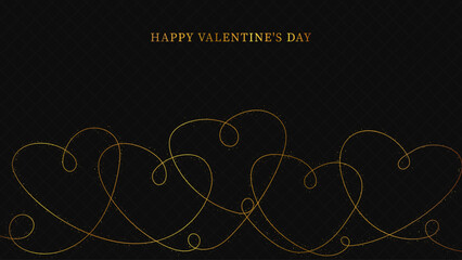 Valentines Day Background. Gold Glitter Hearts