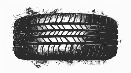 Auto tire tread grunge element. Car and motorcycle tire pattern, wheel tyre tread track. Black tyre print. Vector illustration isolated on white background